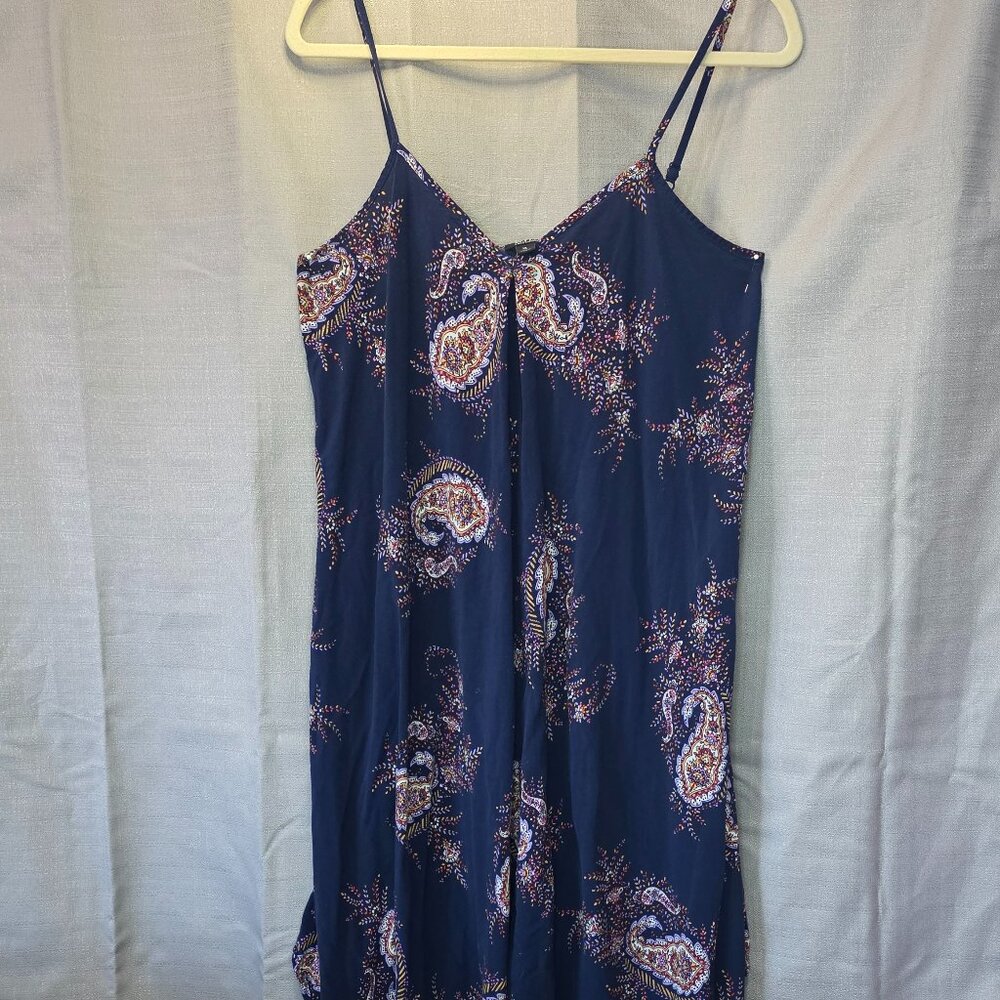 Ana (a.n.a) A New Approach navy blue paisley dress asymmetrical hem XL